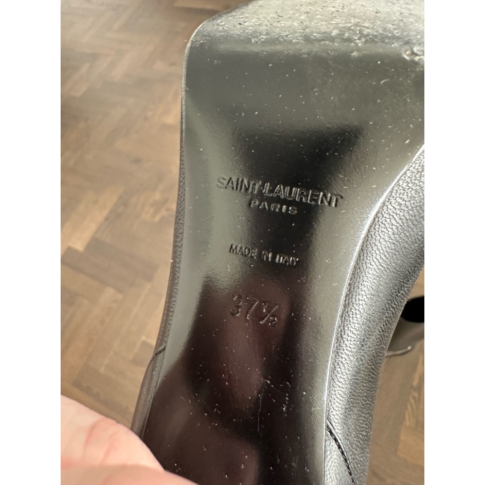 Women's Saint Laurent Black Leather Boots Size 37.5 - Picture 8 of 14